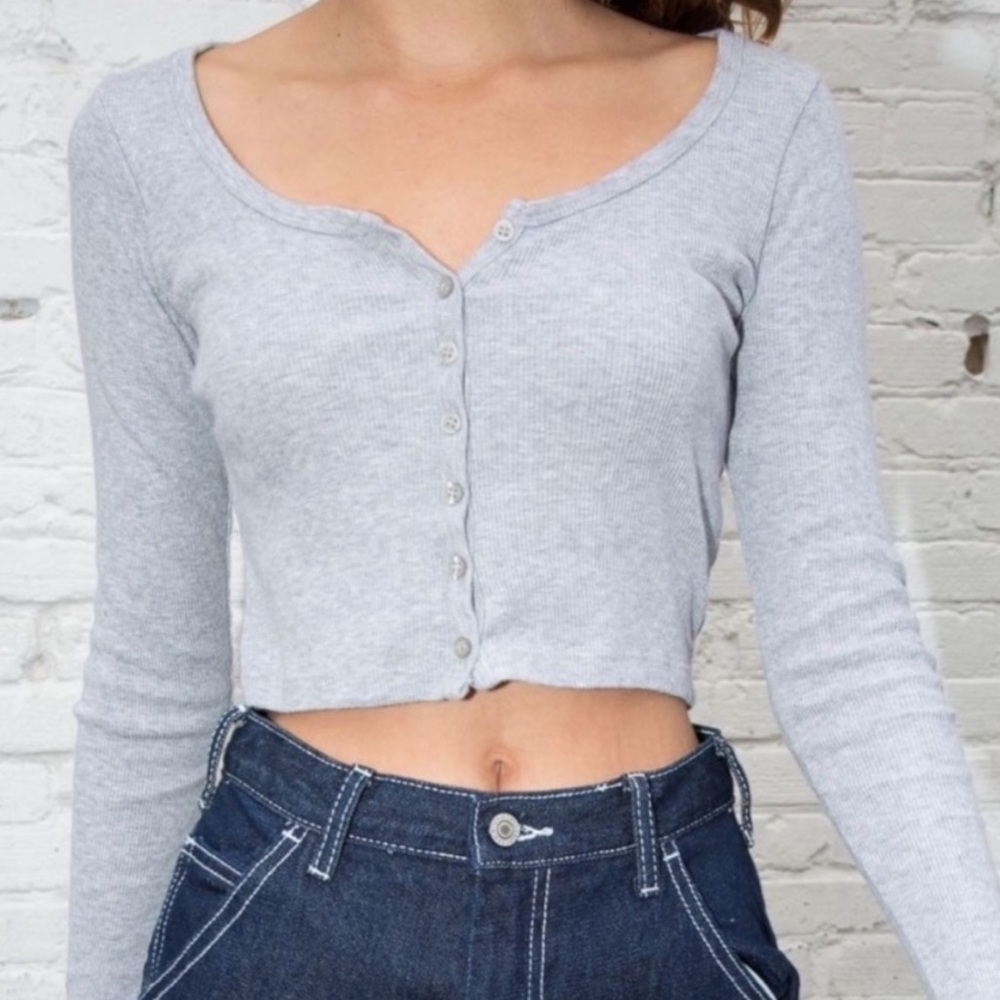 Gray brandy Melville button up long sleeve